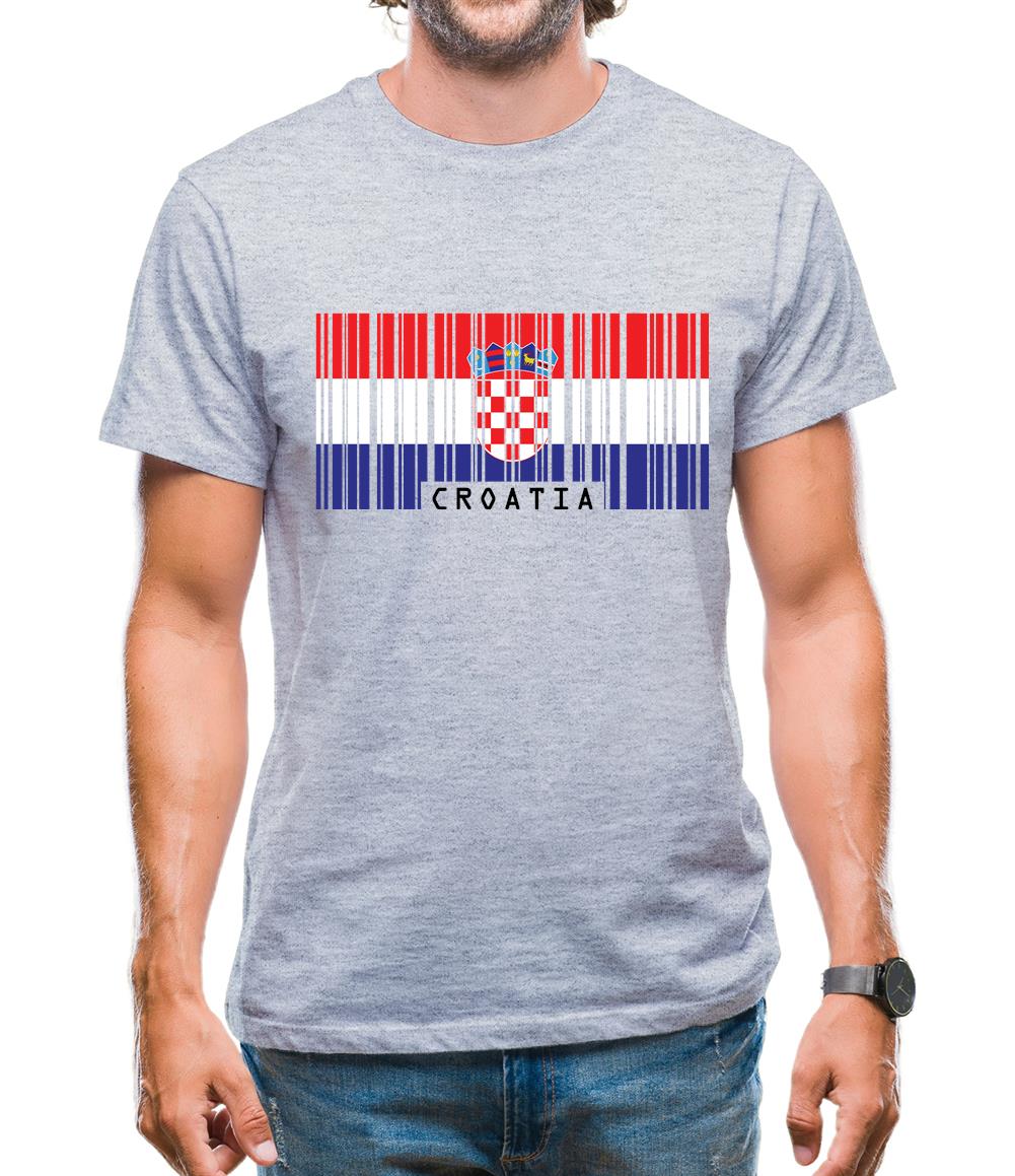 Croatia Barcode Style Flag Mens T-Shirt