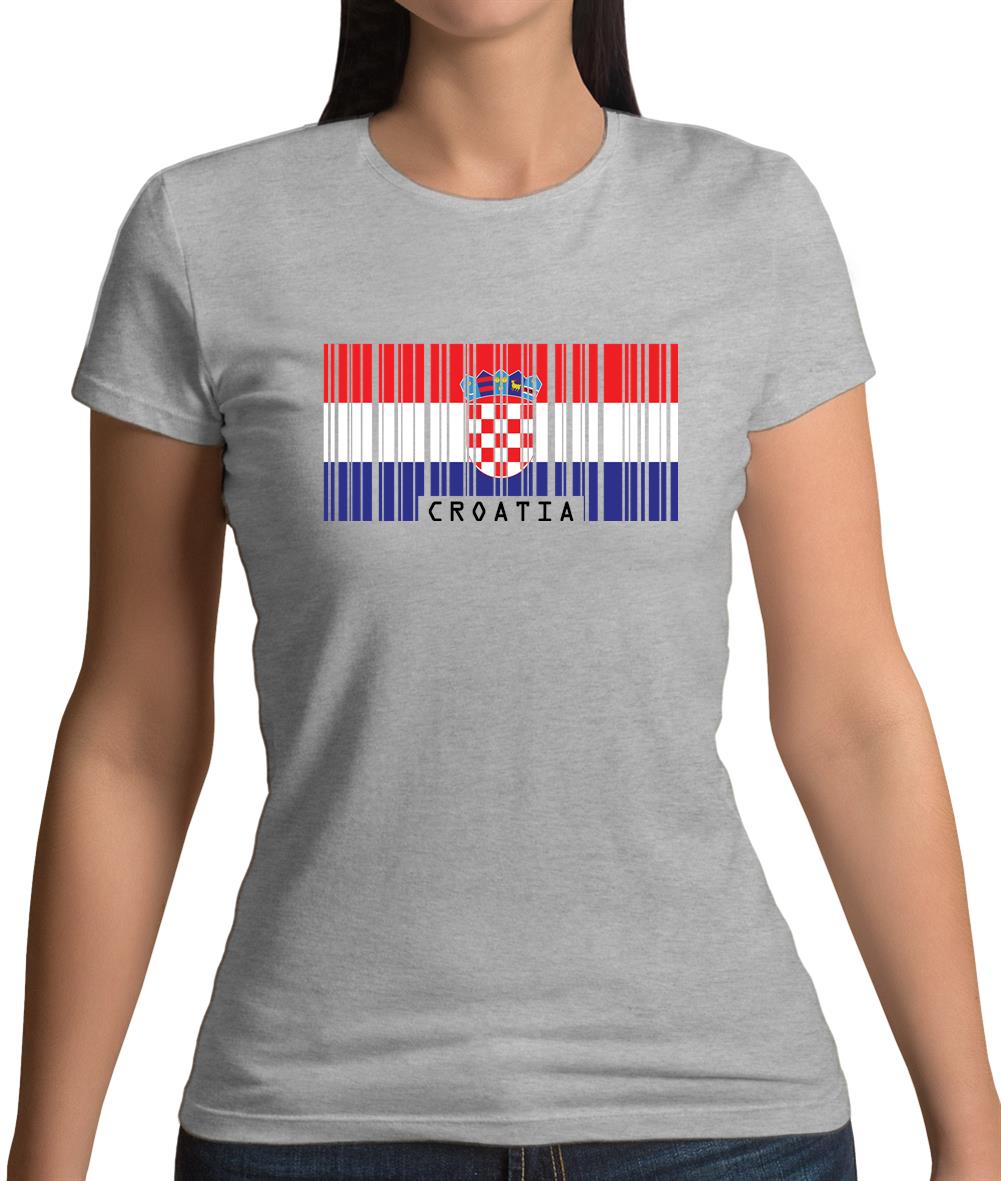 Croatia Barcode Style Flag Womens T-Shirt