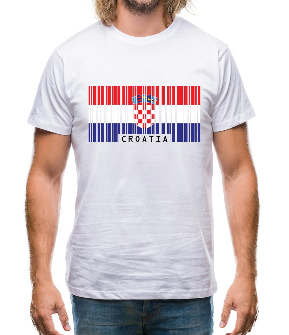Croatia Barcode Style Flag Mens T-Shirt