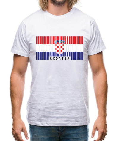 Croatia Barcode Style Flag Mens T-Shirt