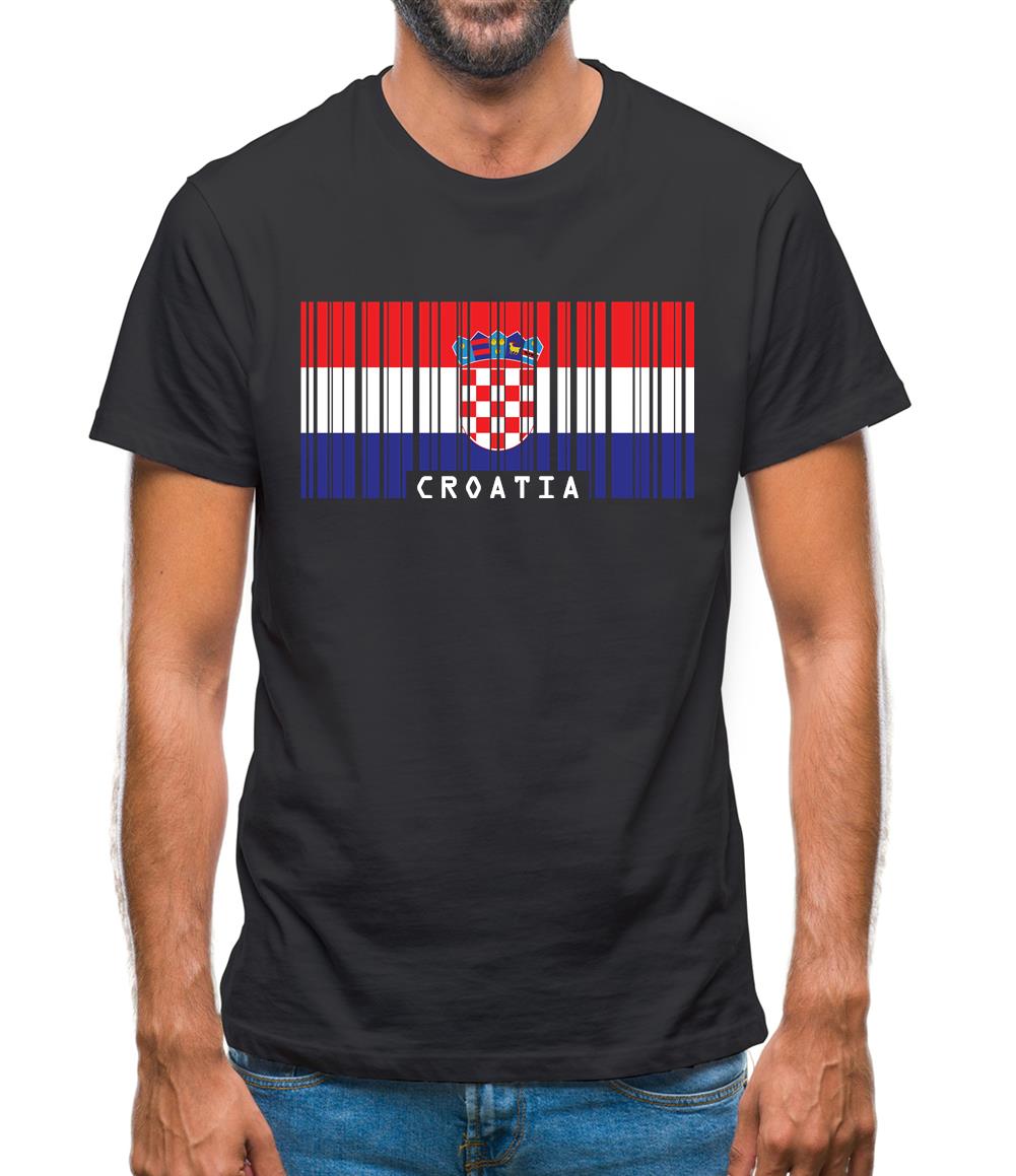 Croatia Barcode Style Flag Mens T-Shirt