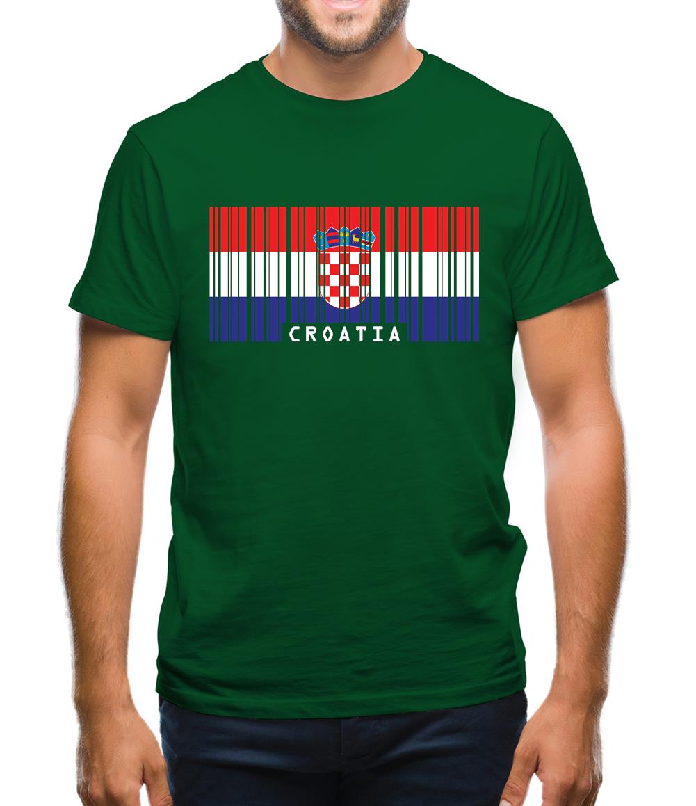 Croatia Barcode Style Flag Mens T-Shirt