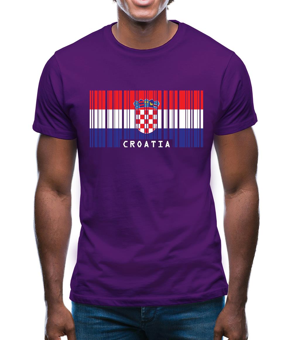 Croatia Barcode Style Flag Mens T-Shirt