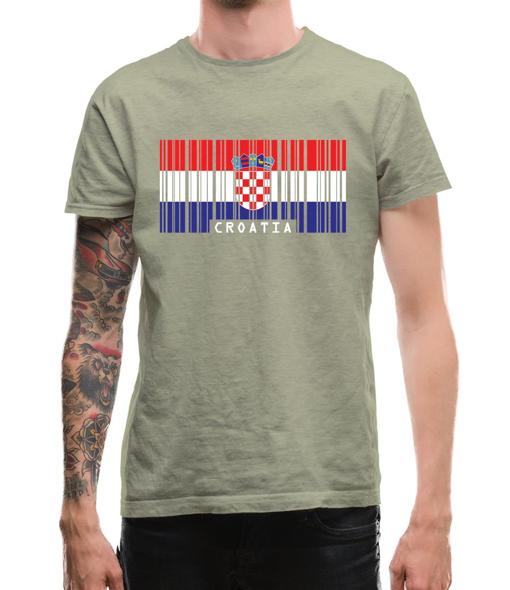 Croatia Barcode Style Flag Mens T-Shirt