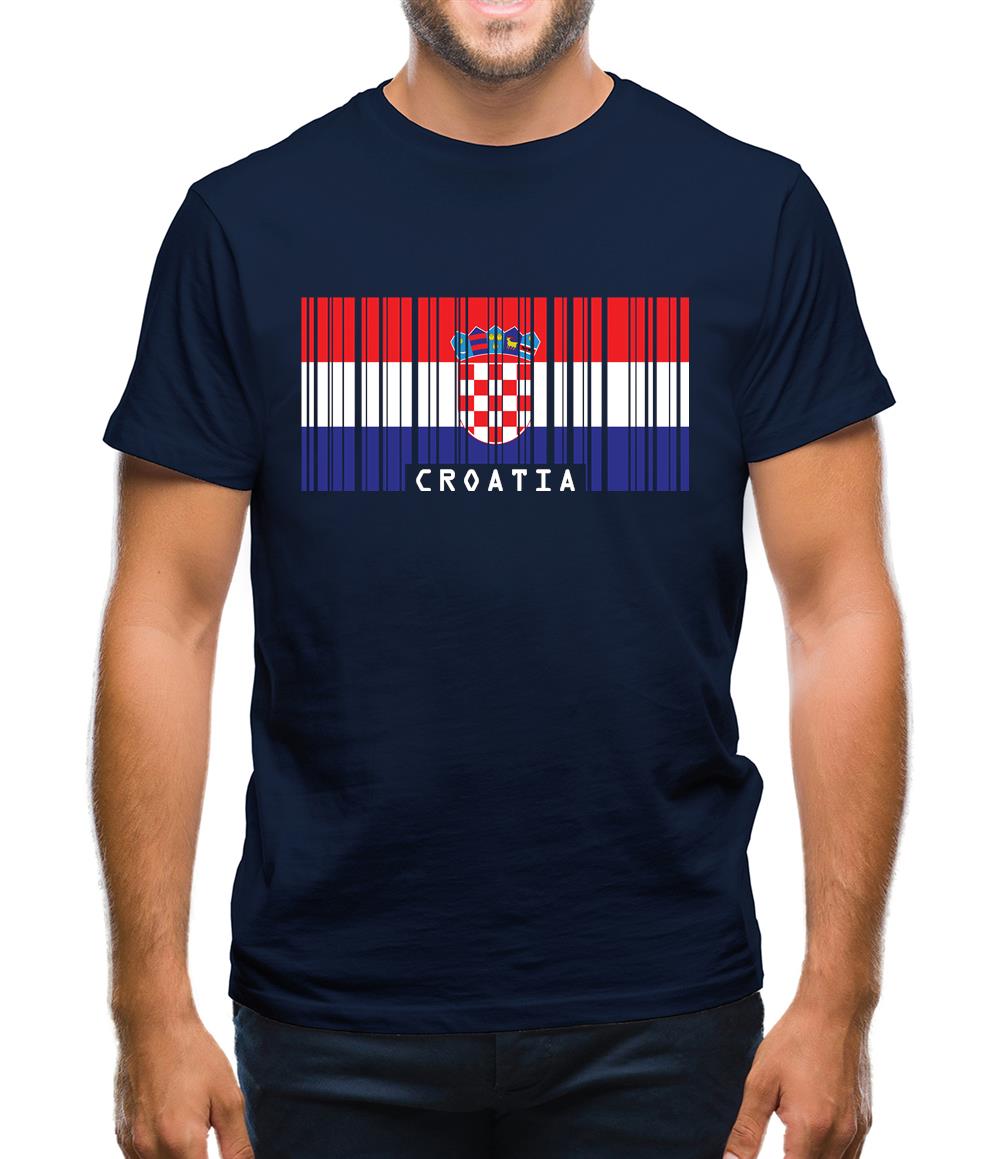 Croatia Barcode Style Flag Mens T-Shirt