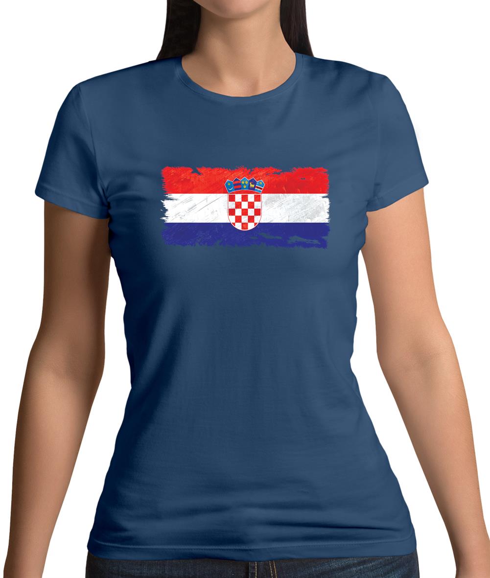 Croatia Grunge Style Flag Womens T-Shirt