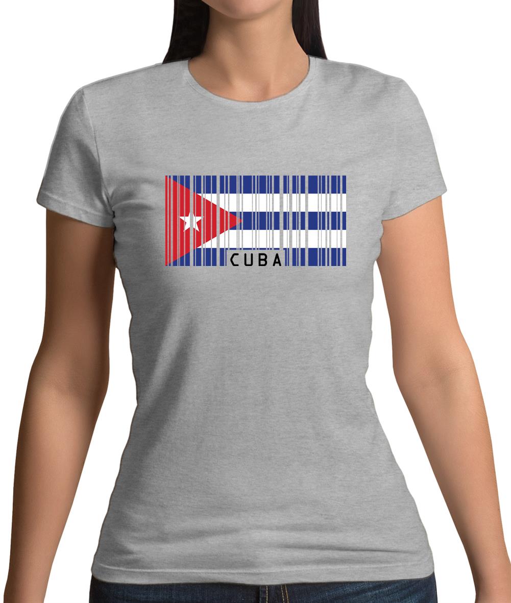 Cuba Barcode Style Flag Womens T-Shirt
