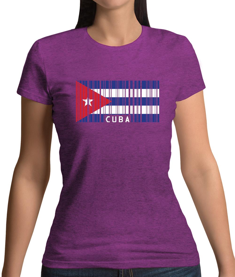 Cuba Barcode Style Flag Womens T-Shirt