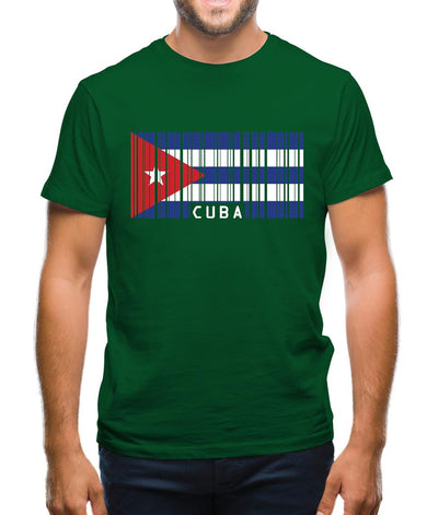 Cuba Barcode Style Flag Mens T-Shirt
