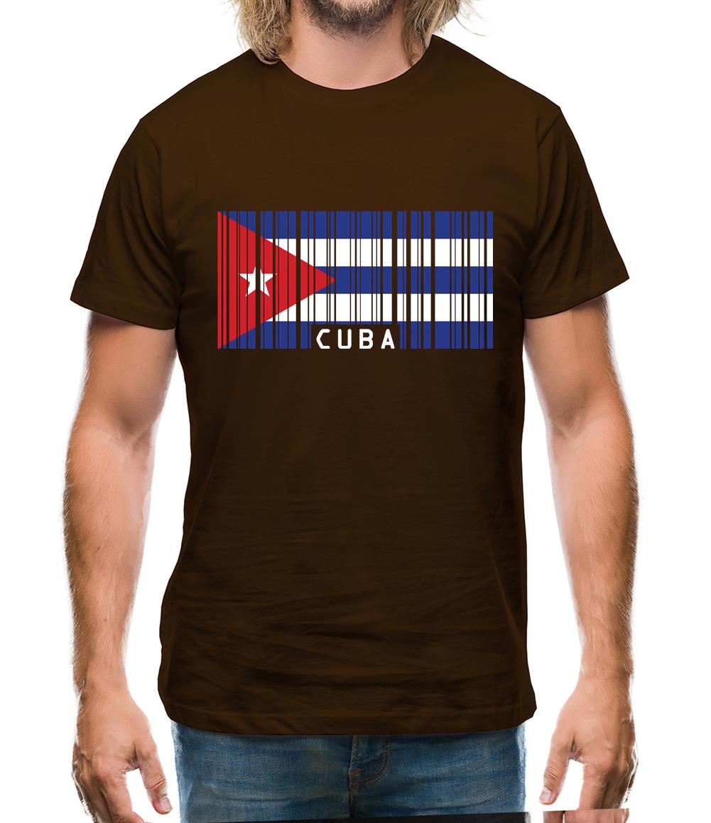 Cuba Barcode Style Flag Mens T-Shirt