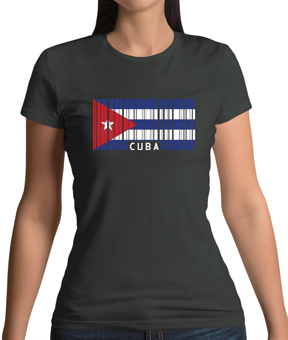 Cuba Barcode Style Flag Womens T-Shirt