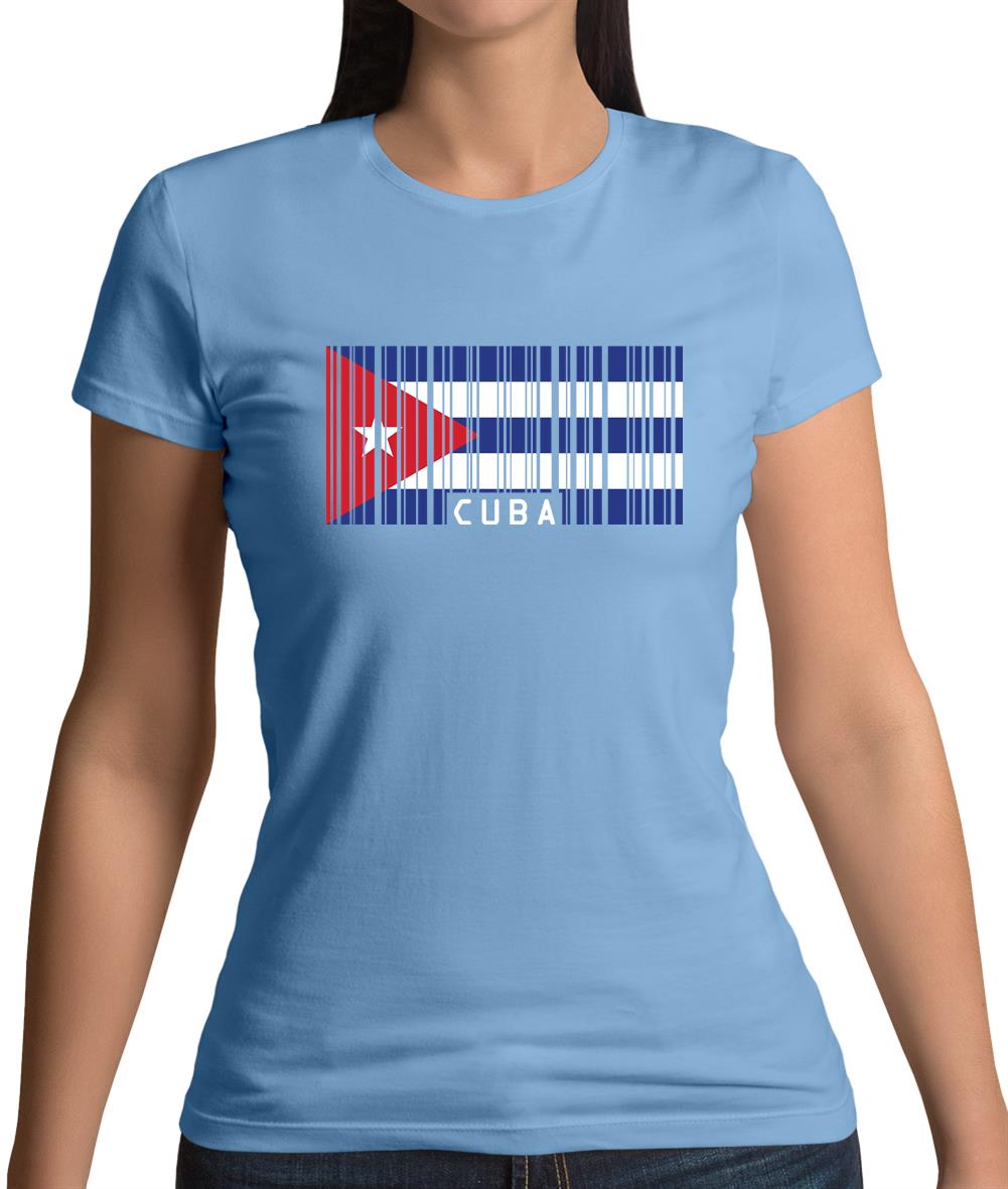 Cuba Barcode Style Flag Womens T-Shirt