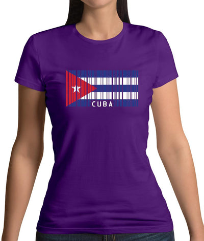 Cuba Barcode Style Flag Womens T-Shirt