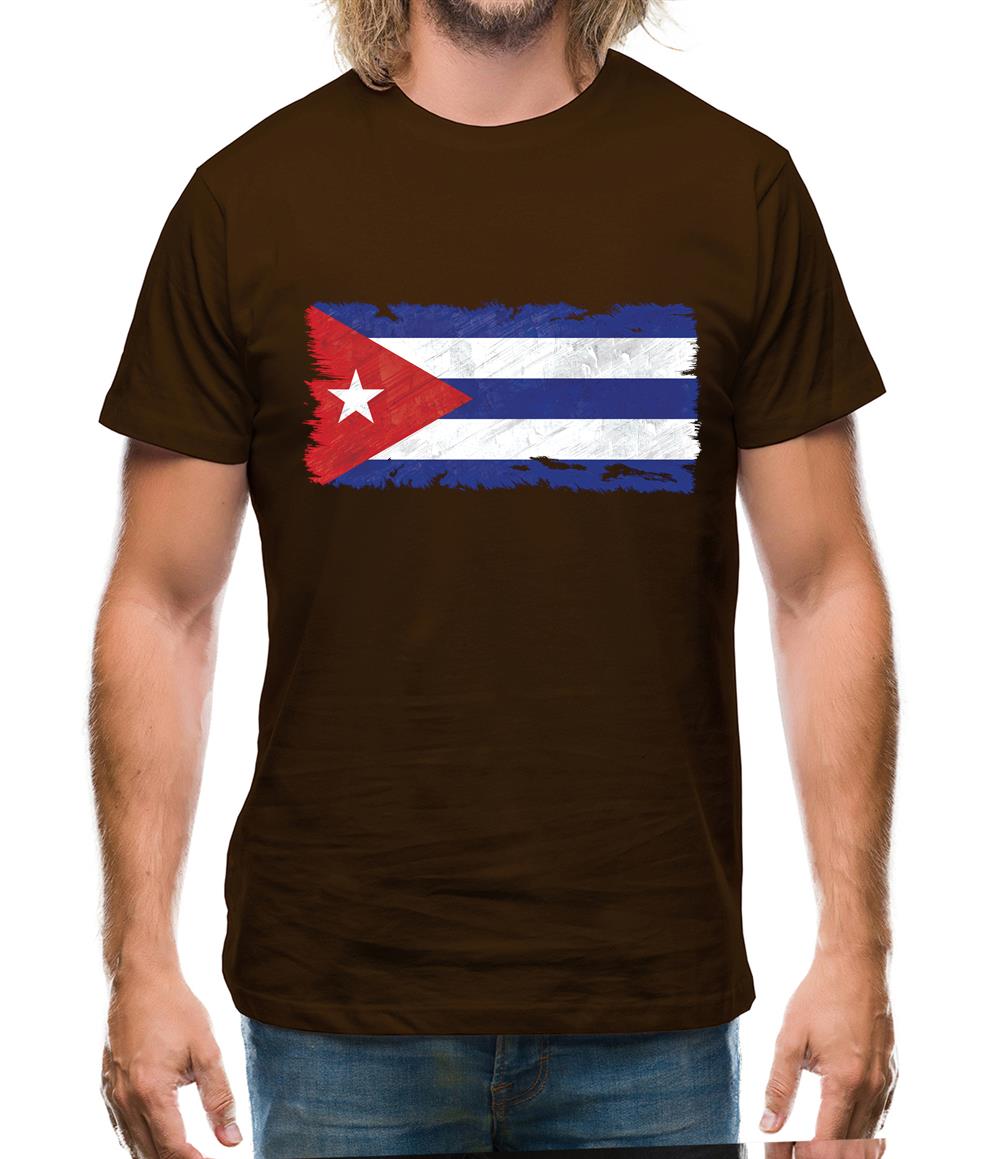 Cuba Grunge Style Flag Mens T-Shirt