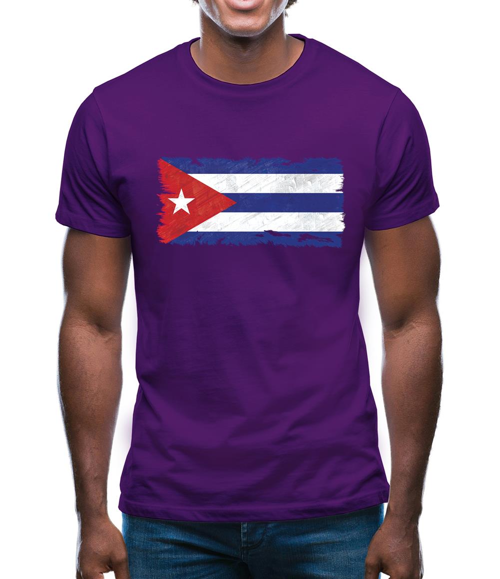 Cuba Grunge Style Flag Mens T-Shirt