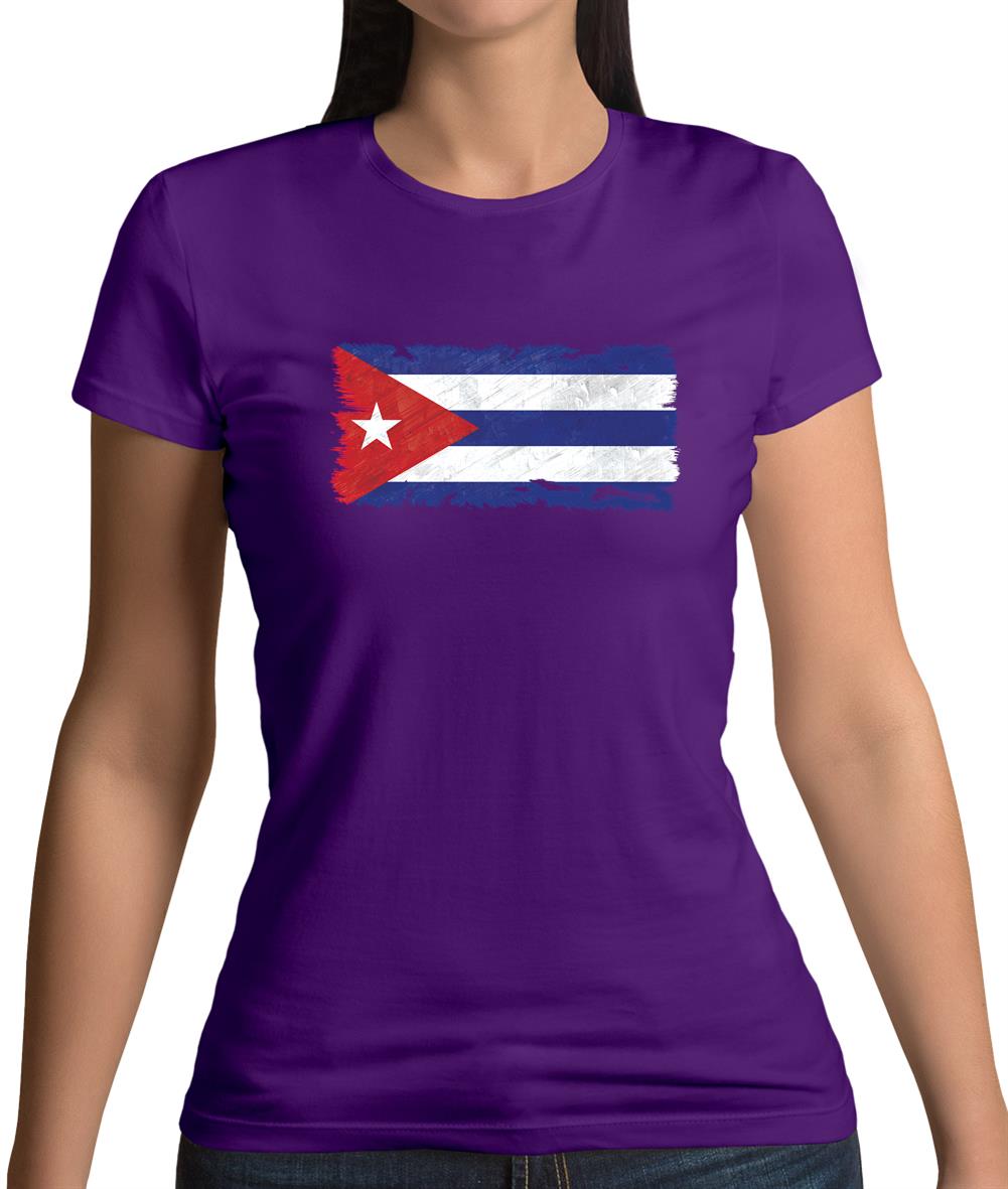 Cuba Grunge Style Flag Womens T-Shirt