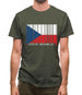 Czech Republic  Barcode Style Flag Mens T-Shirt