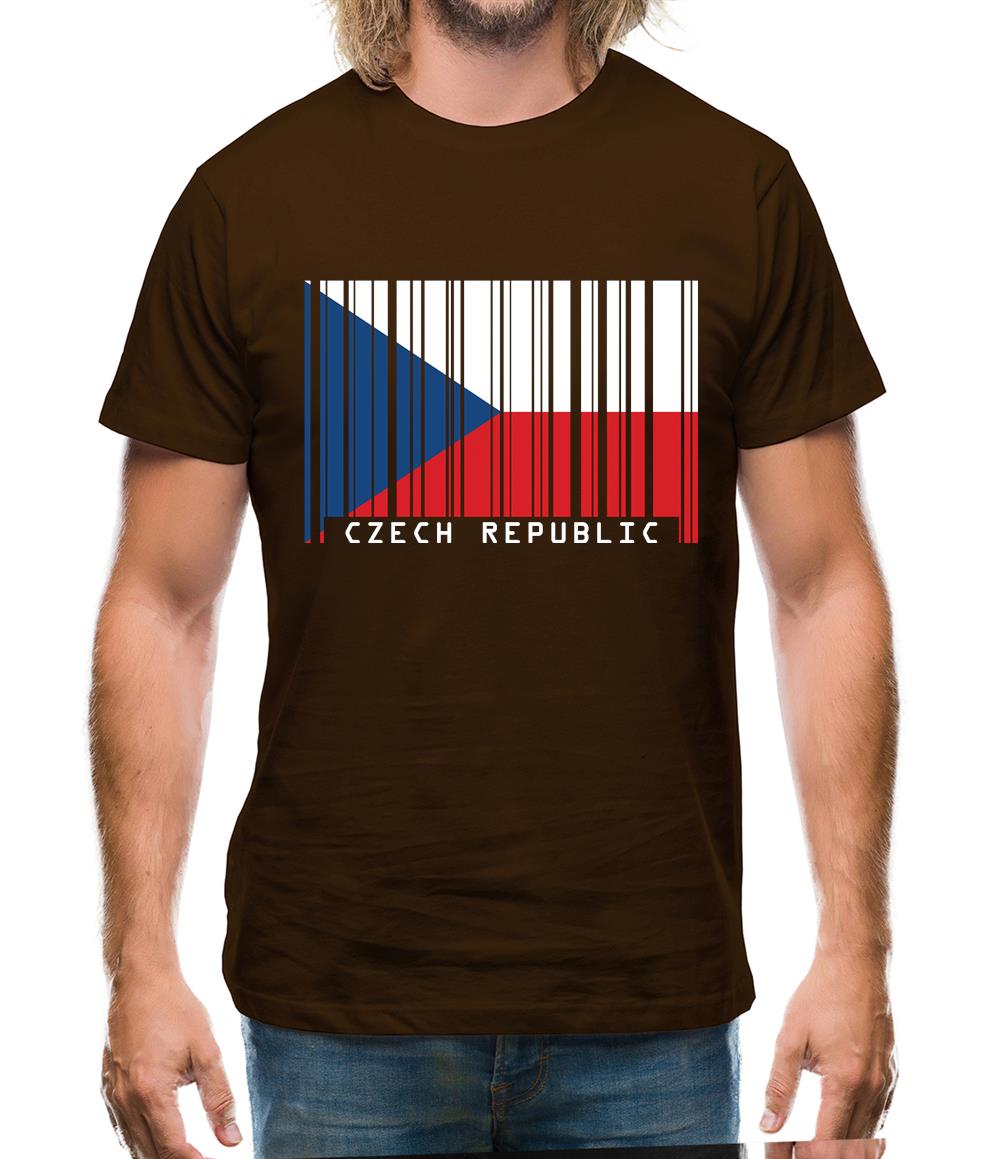 Czech Republic  Barcode Style Flag Mens T-Shirt