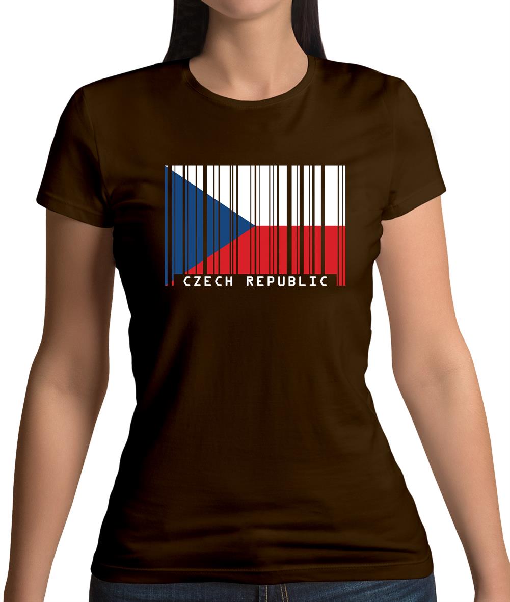 Czech Republic  Barcode Style Flag Womens T-Shirt