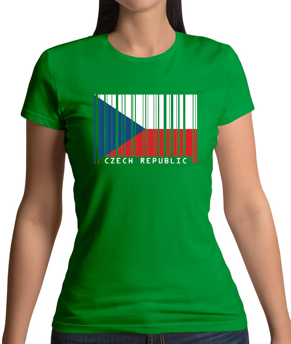 Czech Republic  Barcode Style Flag Womens T-Shirt