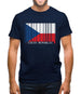 Czech Republic  Barcode Style Flag Mens T-Shirt