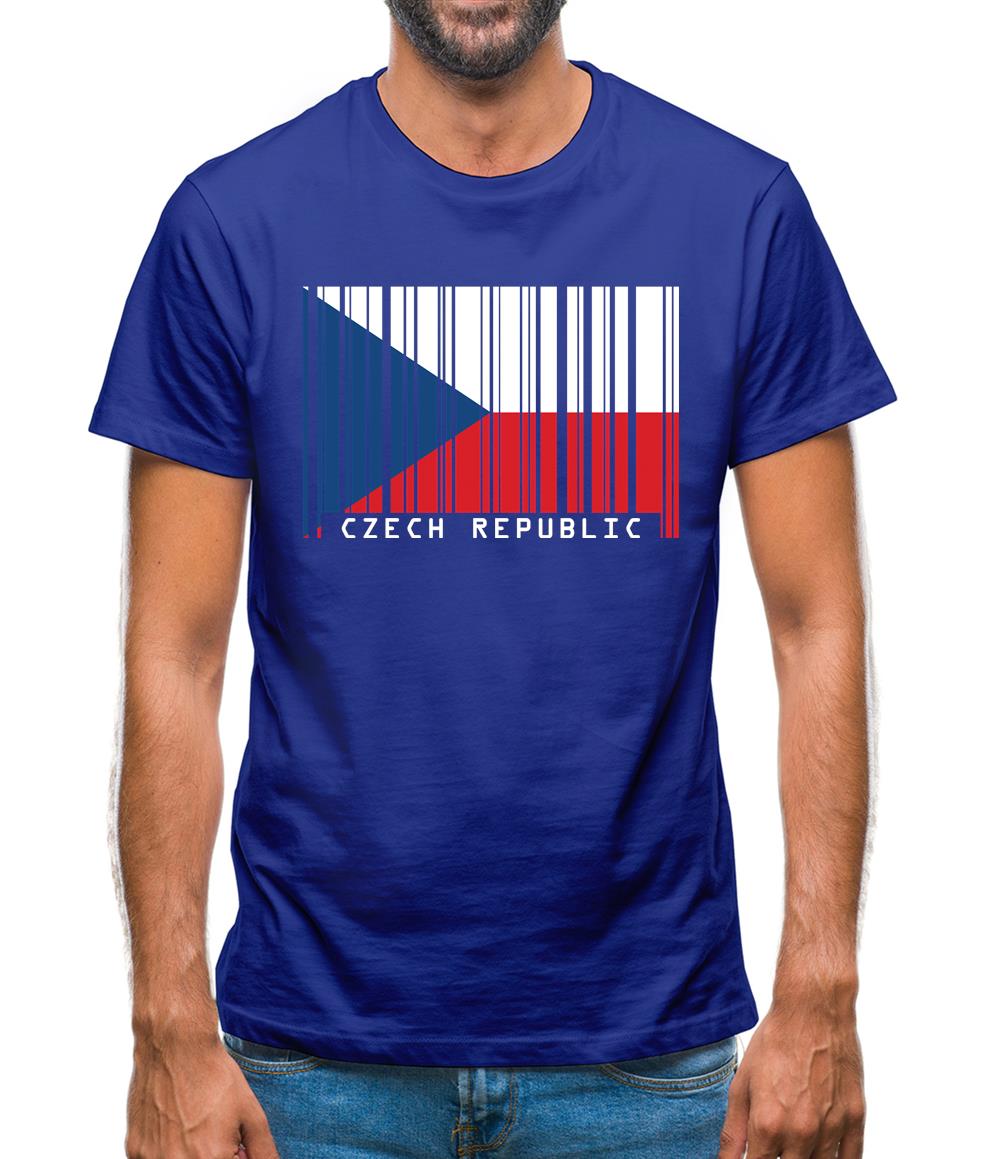 Czech Republic  Barcode Style Flag Mens T-Shirt