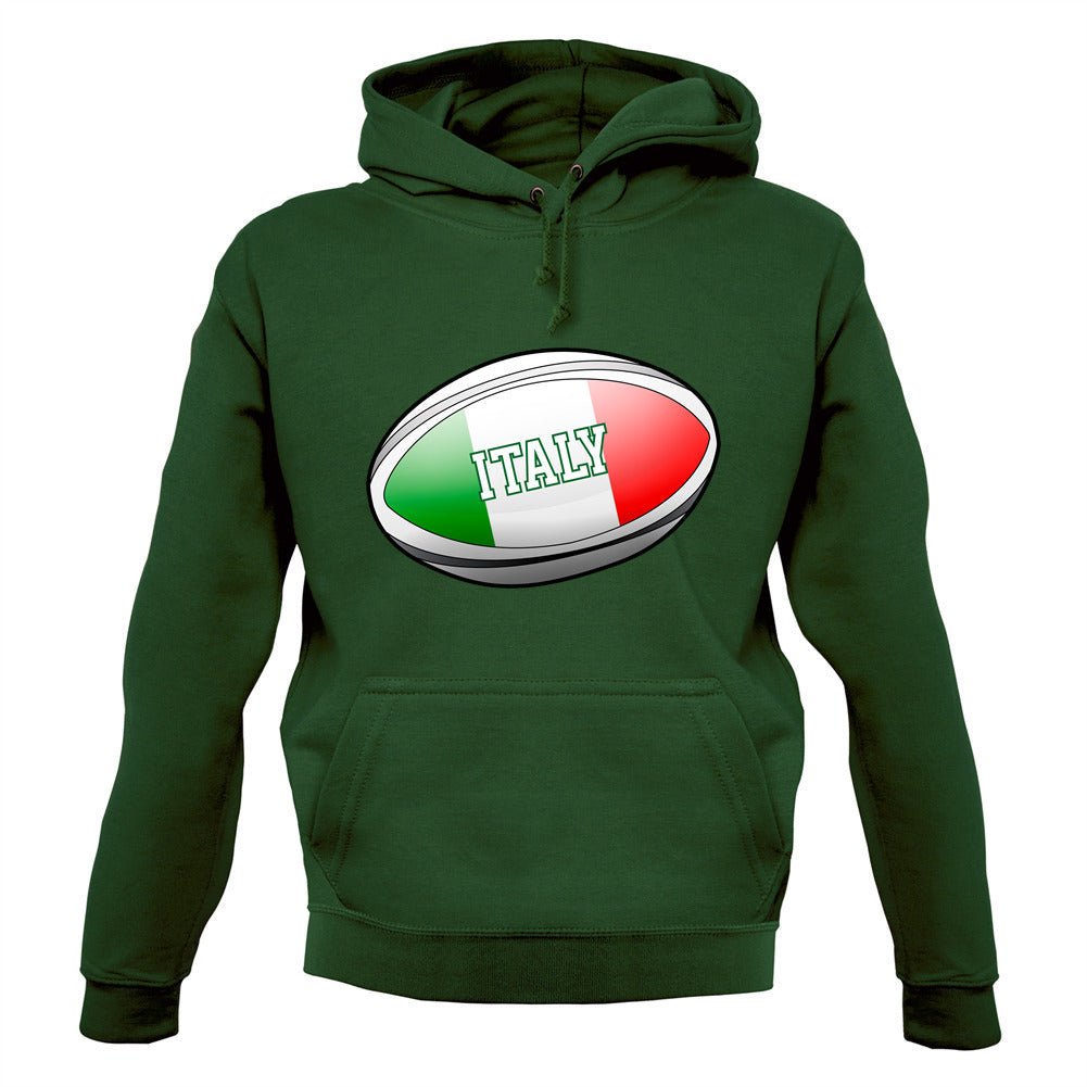Italian Flag Rugby Ball Unisex Hoodie
