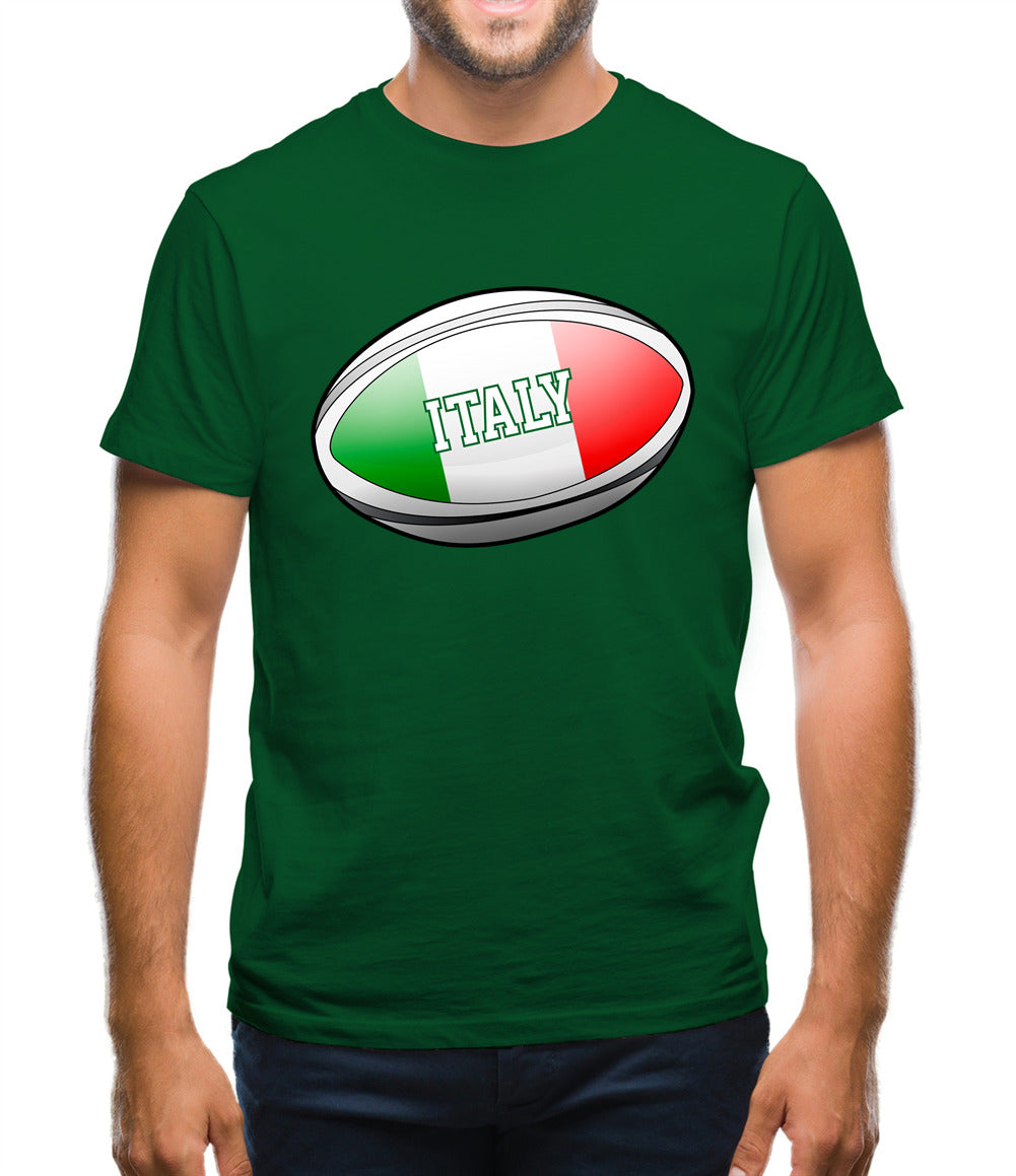Italian Flag Rugby Ball Mens T-Shirt