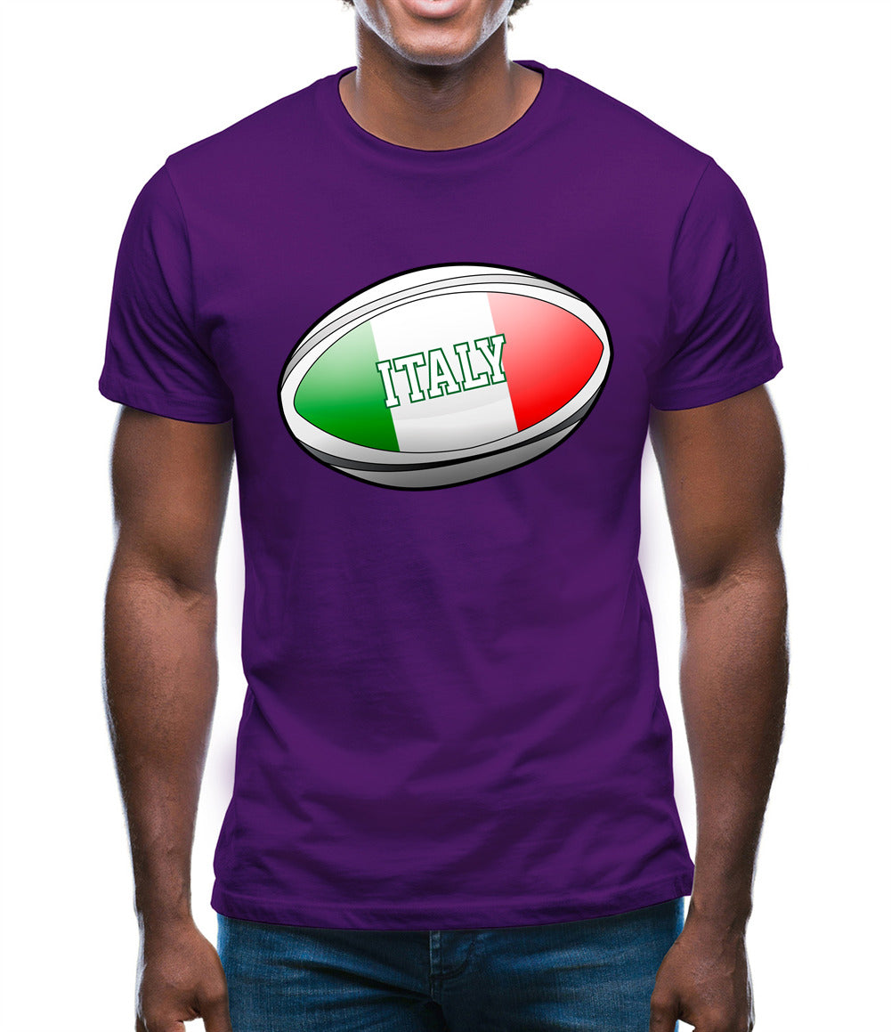 Italian Flag Rugby Ball Mens T-Shirt