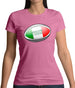 Italian Flag Rugby Ball Womens T-Shirt