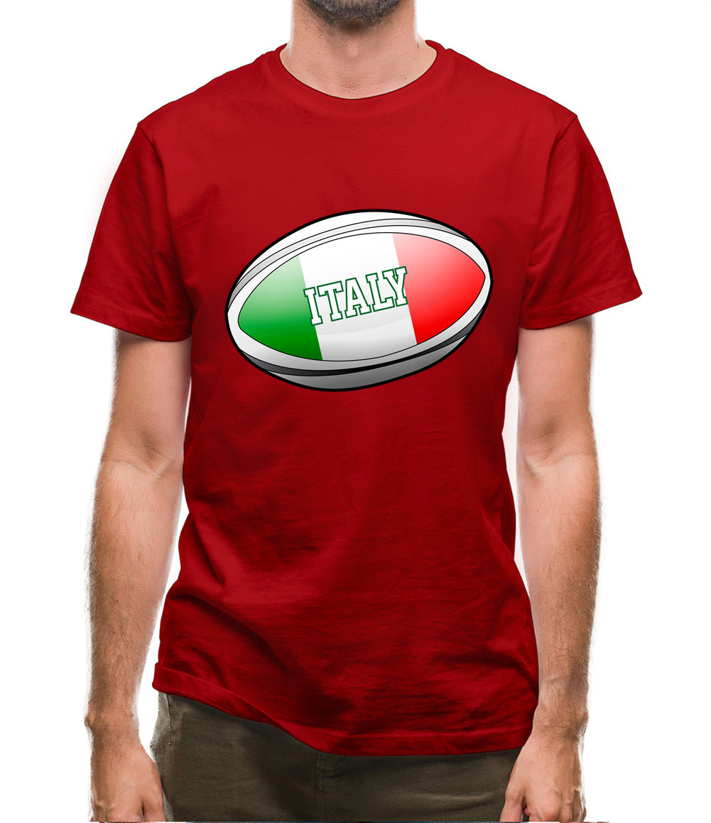 Italian Flag Rugby Ball Mens T-Shirt