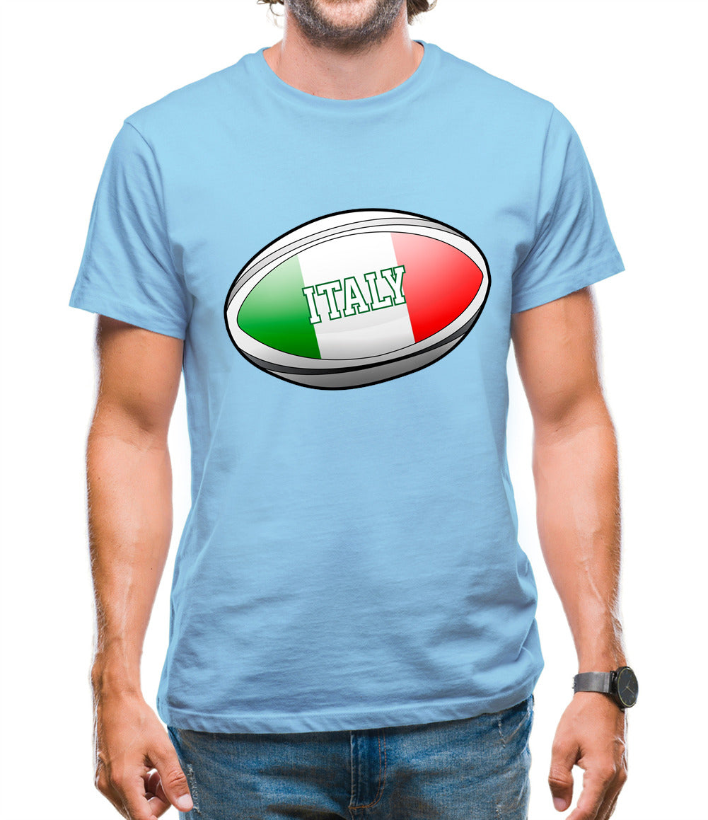 Italian Flag Rugby Ball Mens T-Shirt
