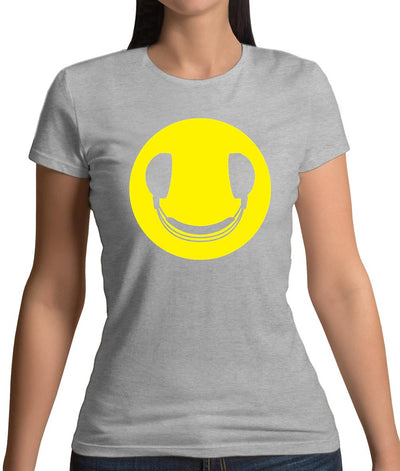 Dj Headphone Smiley Face Womens T-Shirt