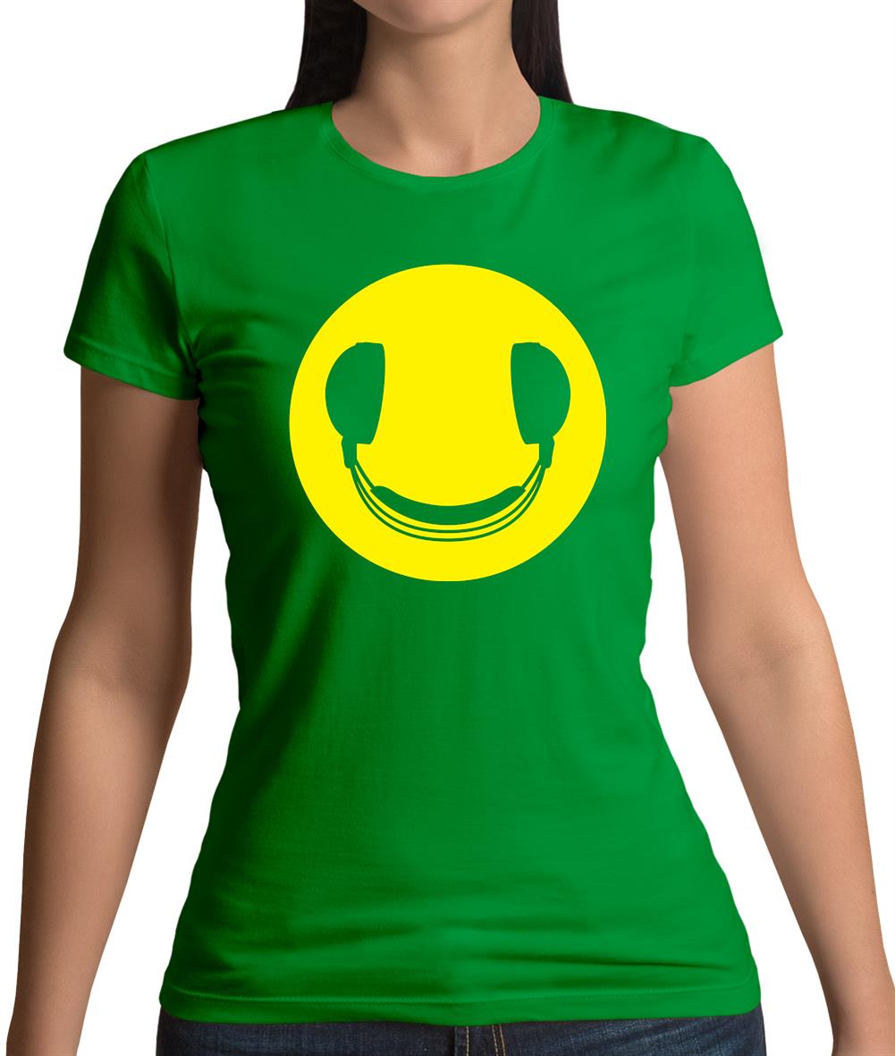 Dj Headphone Smiley Face Womens T-Shirt