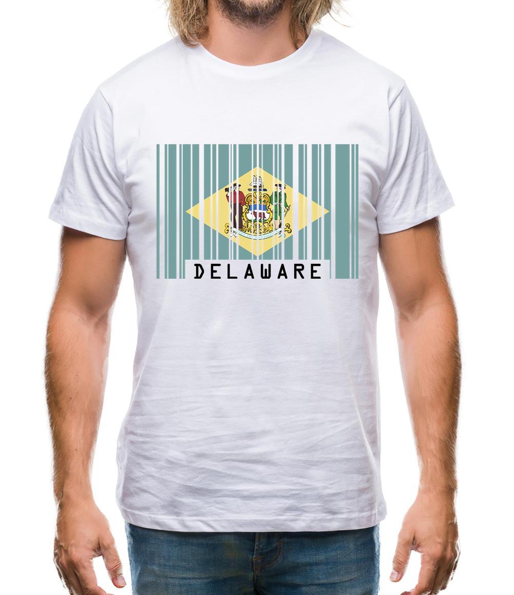 Delaware Barcode Style Flag Mens T-Shirt