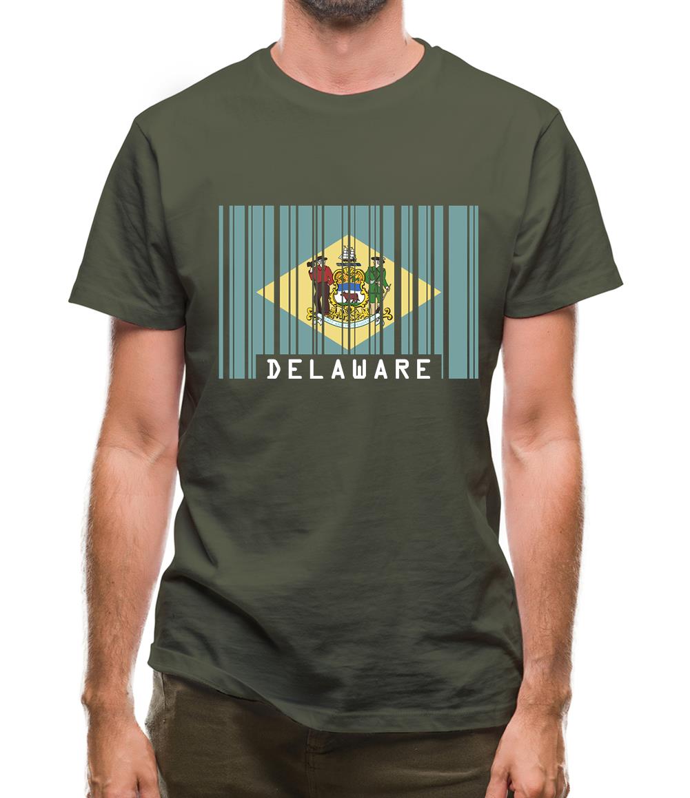Delaware Barcode Style Flag Mens T-Shirt