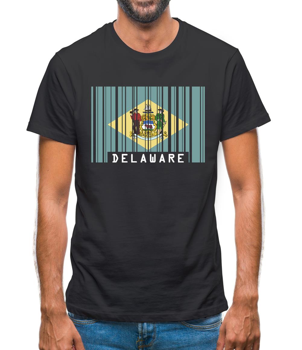 Delaware Barcode Style Flag Mens T-Shirt