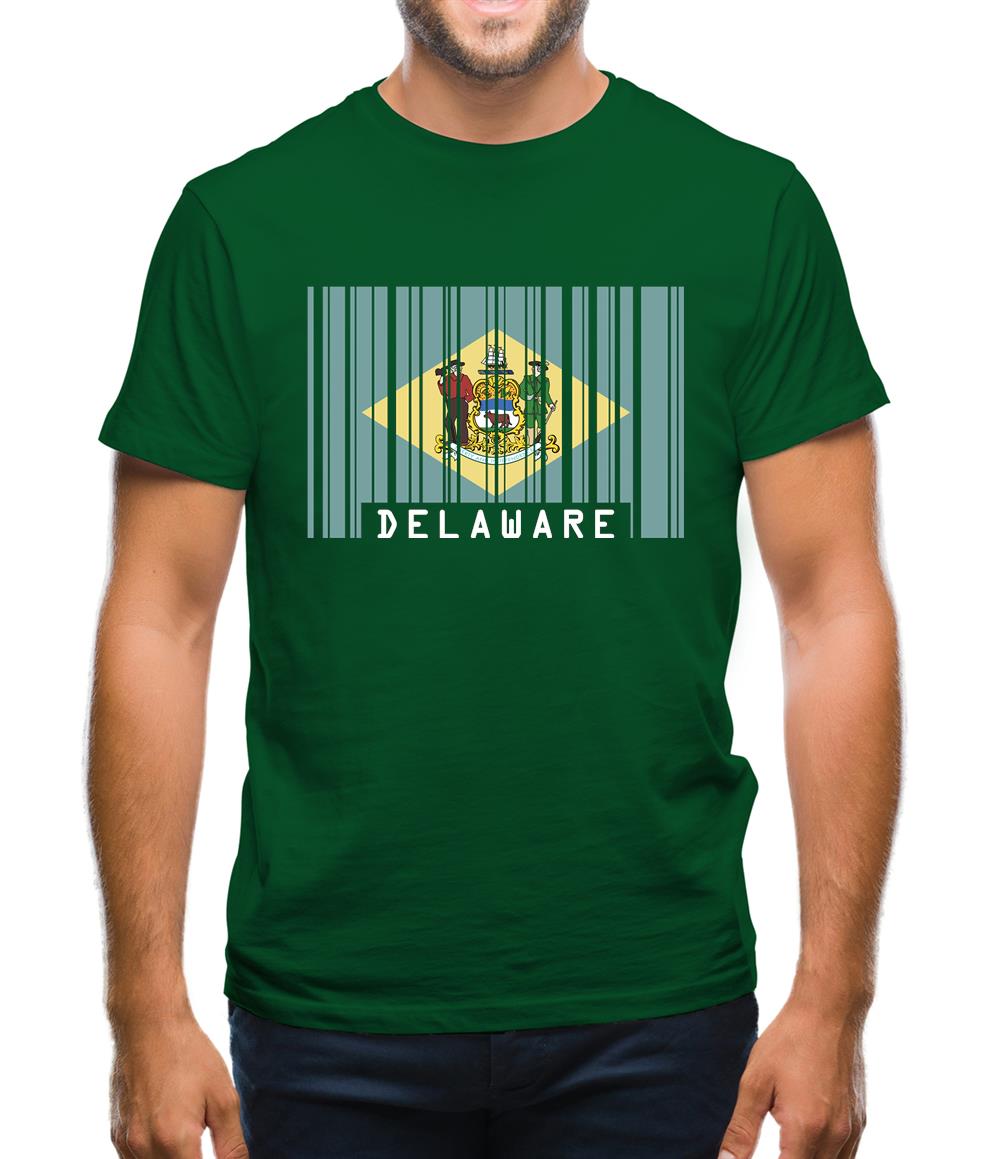 Delaware Barcode Style Flag Mens T-Shirt
