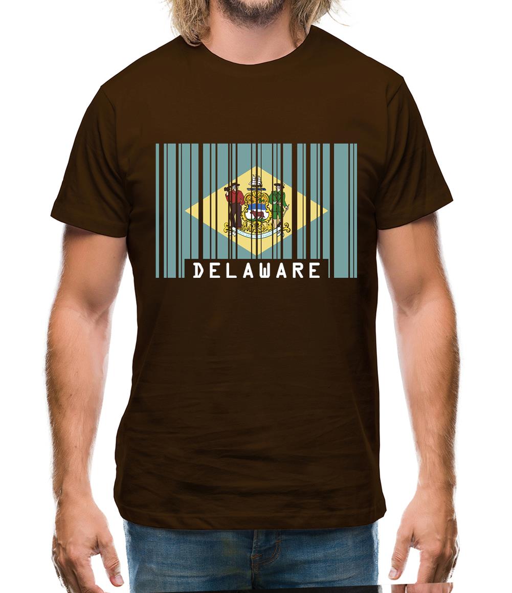 Delaware Barcode Style Flag Mens T-Shirt