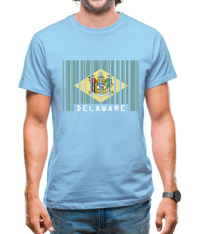 Delaware Barcode Style Flag Mens T-Shirt