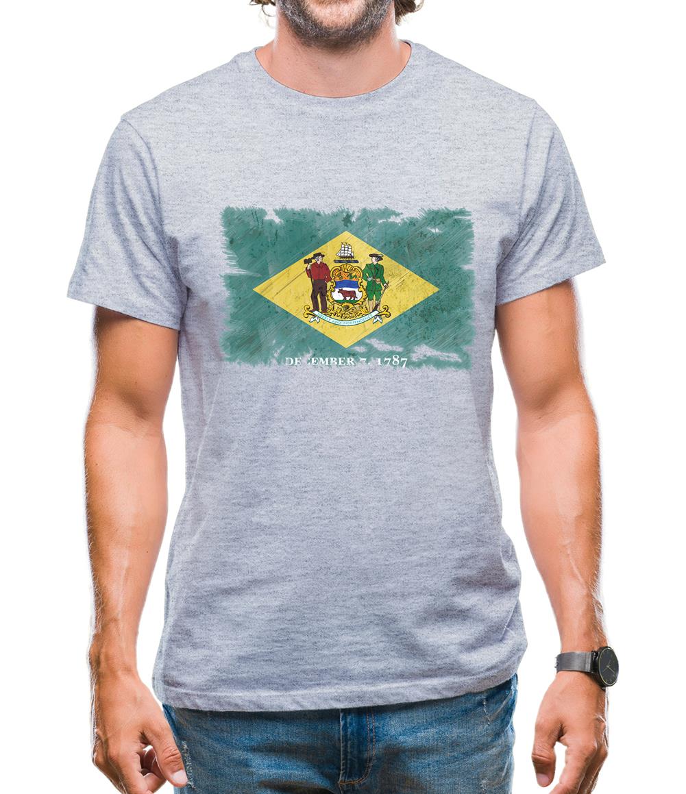 Delaware Grunge Style Flag Mens T-Shirt
