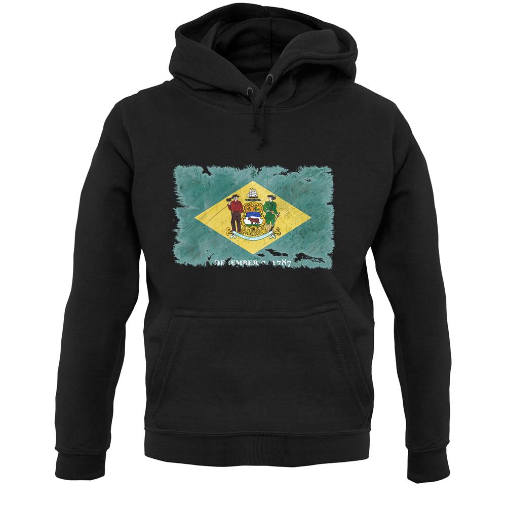 Delaware Grunge Style Flag Unisex Hoodie