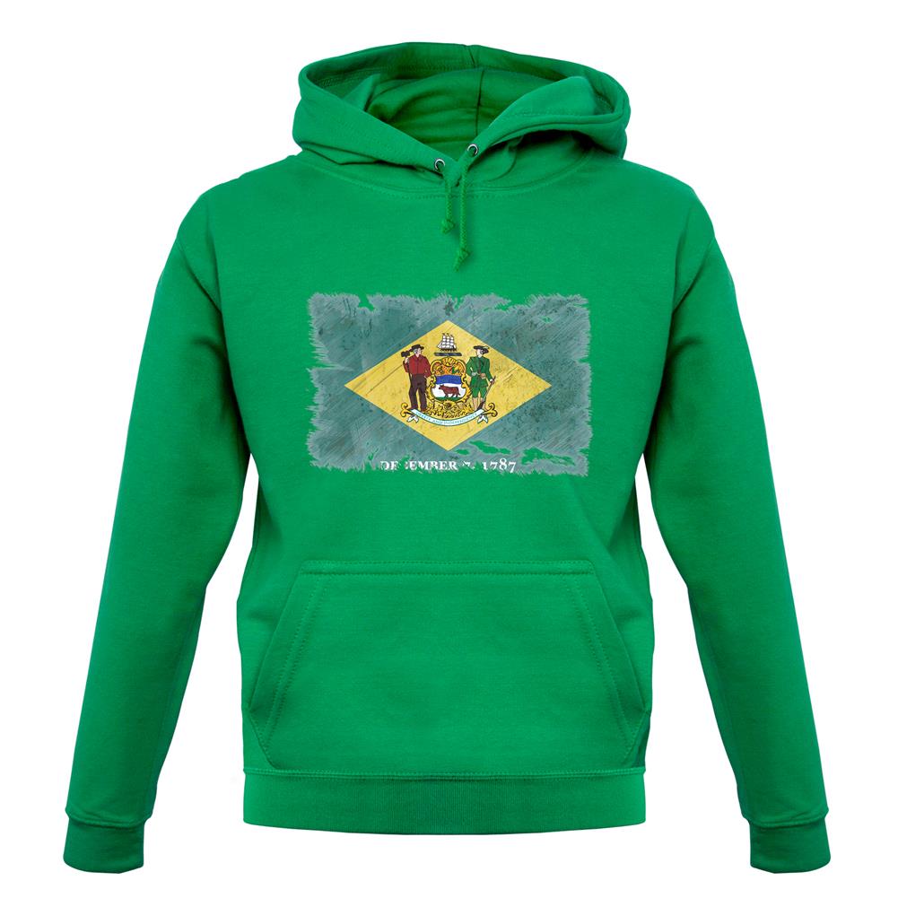 Delaware Grunge Style Flag unisex hoodie