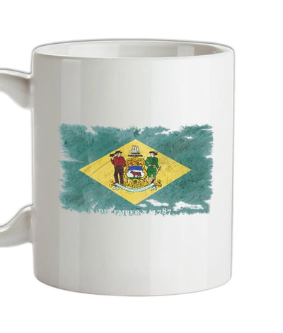 Delaware Grunge Style Flag Ceramic Mug