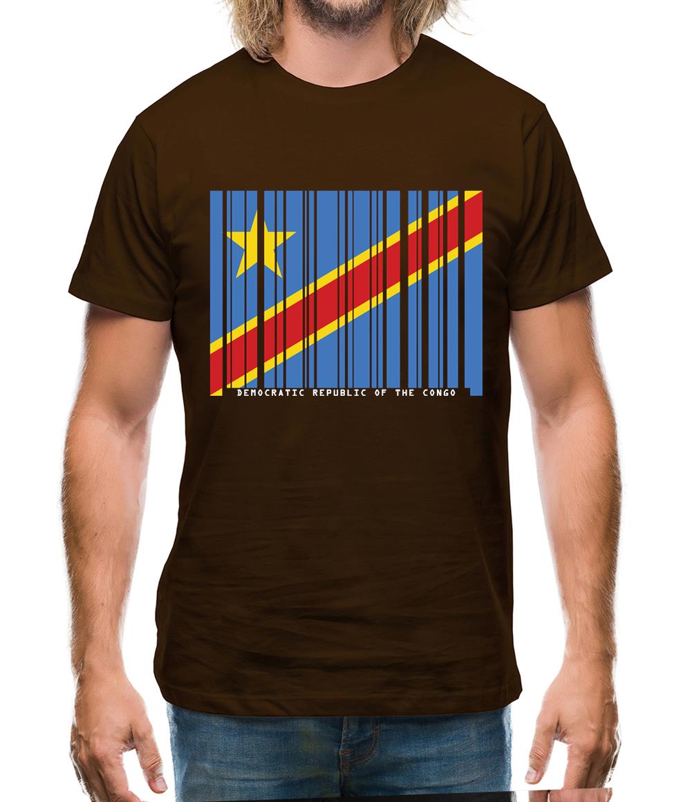 Democratic Republic Of The Congo Barcode Style Flag Mens T-Shirt