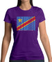 Democratic Republic Of The Congo Barcode Style Flag Womens T-Shirt
