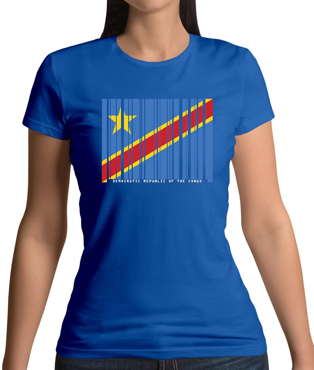 Democratic Republic Of The Congo Barcode Style Flag Womens T-Shirt