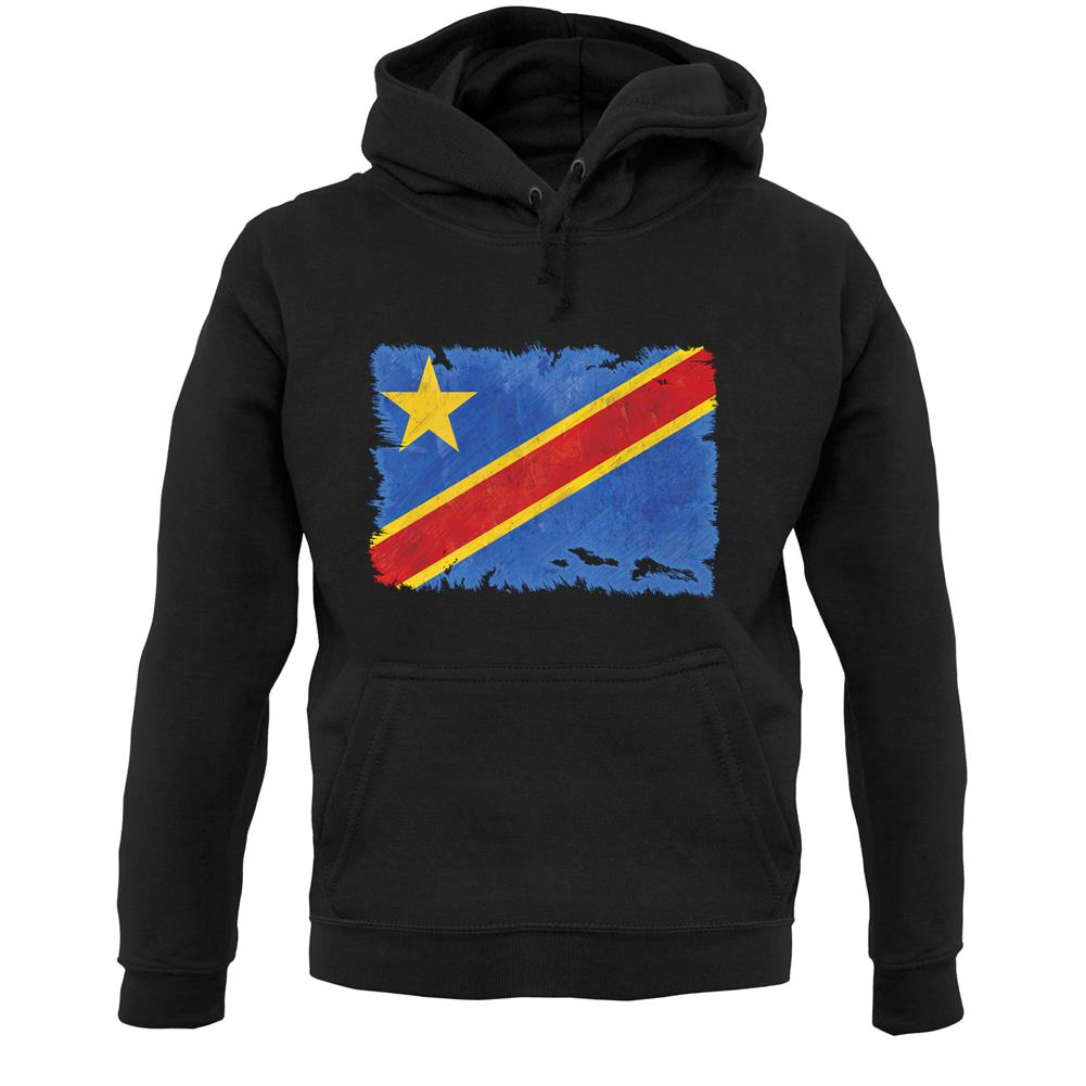 Democratic Republic Of The Congo Grunge Style Flag Unisex Hoodie