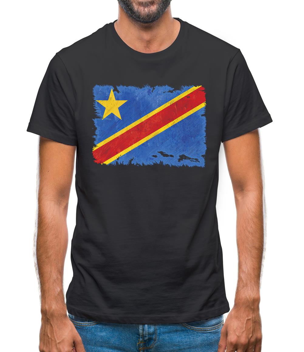 Democratic Republic Of The Congo Grunge Style Flag Mens T-Shirt