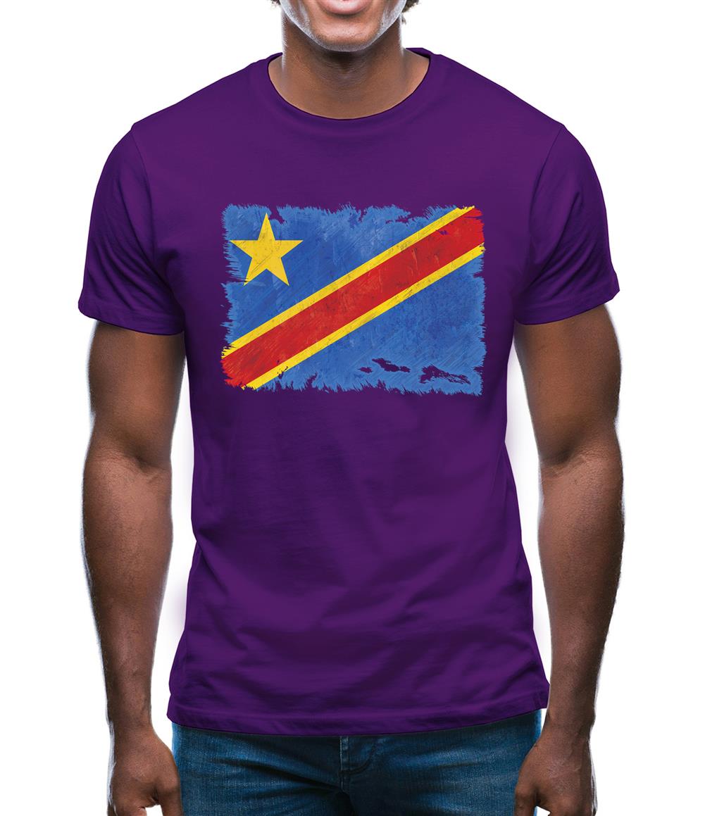 Democratic Republic Of The Congo Grunge Style Flag Mens T-Shirt